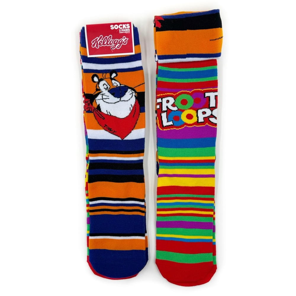 Kellogg’s Cereal Crew Socks Mens Womens Gift Frosted Flakes Froot Loops Striped